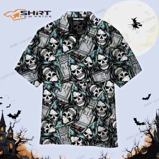 Discover Haunted Skull Halloween Hawaiian Shirt