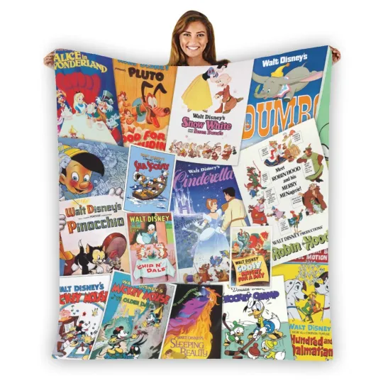 Discover Disney Poster Collage Soft Warm Single-Side Printing Flannel Fleece Blanket
