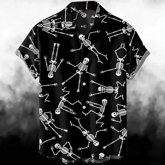 Halloween Skeleton Skull Pumpkin Hawaiian Shirts