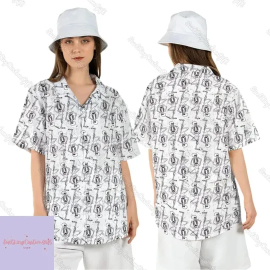 Dancing Skeleton Hawaiian Shirt, Skeleton Halloween Shirt