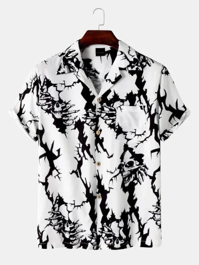 Discover Men's Vintage Skull Halloween Hawaiian Shirt