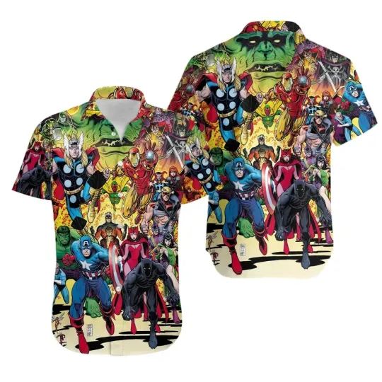 Discover Hawaiian Shirt – Epic Marvel Avengers Comic Collage