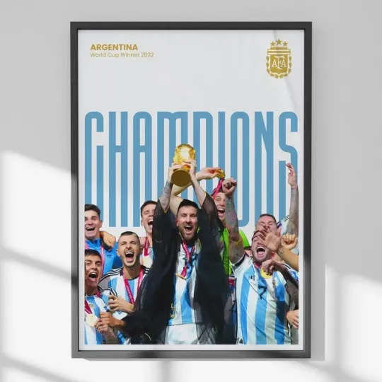 Discover Argentina World Cup Champions Poster Messi Soccer Wall Art