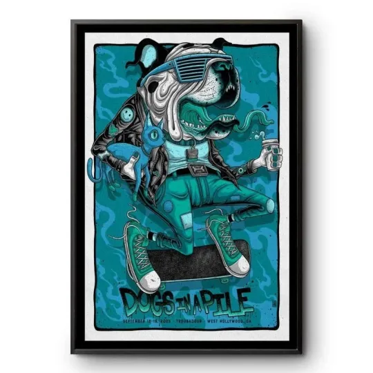 Discover Dogs in a Pile Vertical Poster, Tour West Hollywood CA Sept 2025 - Wall Decor
