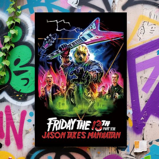 Discover Friday the 13th Jason Takes Manhattan Movie Poster, Wall Art, Classic Movie Posters, Film Fan Collectibles