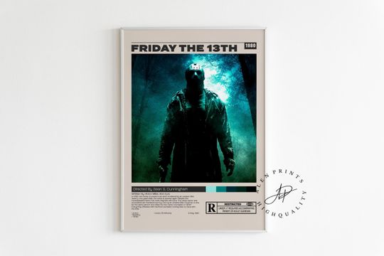 Discover Friday the 13th Poster, Sean S. Cunningham, Minimalist Movie Poster, Vintage Retro Art Print, Wall Art Print, Home decor, Mid century modern