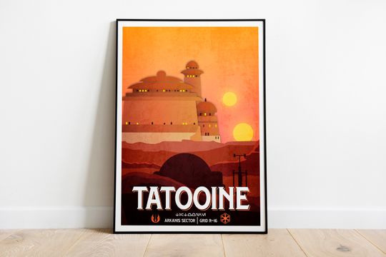 Discover Star Wars Tatooine Poster: Retro Travel Print Sci-Fi Wall Art