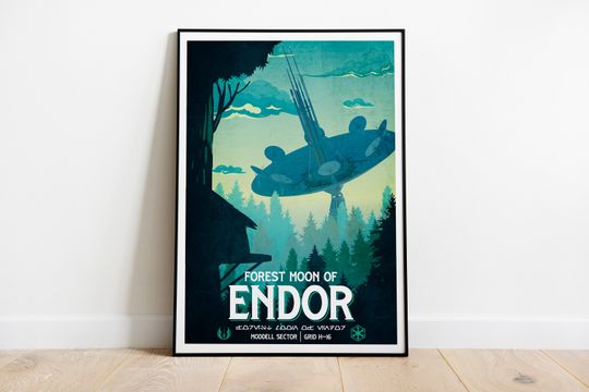 Discover Star Wars Endor Poster: Retro Travel Print, Forest Moon Art
