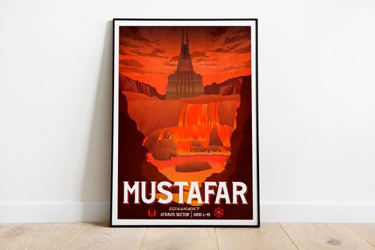 Star Wars Mustafar Poster: Retro Travel Print Sci-Fi Wall Art