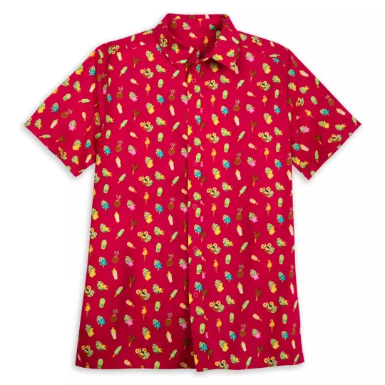 Discover Disney Mickey Food Pattern Aloha Summer Beach Red Hawaiian Shirt