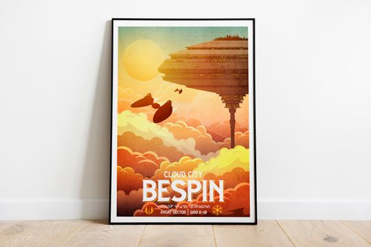 Discover Star Wars Bespin Cloud City Poster: Retro Travel Print Sci-Fi Wall Art