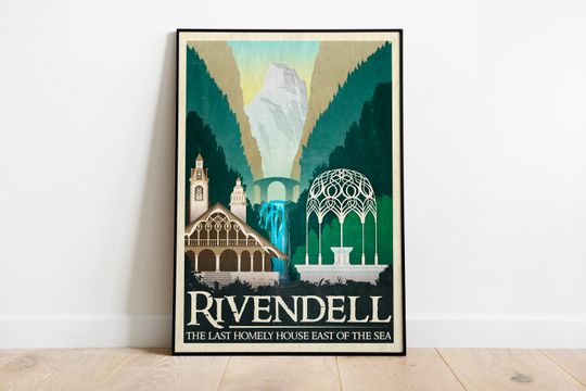 Discover Lord of the Rings Retro Travel Poster: Rivendell Elvish Retro Ad Fantasy Wall Art