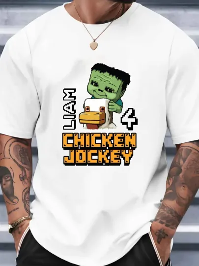 Discover Personalised Chicken Jockey T-Shirt for Kids, Gaming T-Shirt