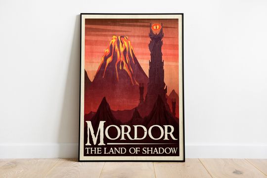 Discover Lord of the Rings Retro Travel Poster: Mordor Sauron Retro Ad Fantasy Wall Art