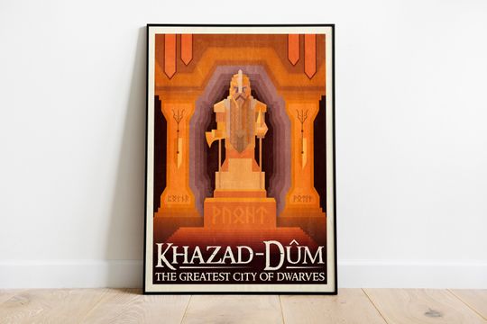 Discover Lord of the Rings Retro Travel Poster: Khazad Dum Dwarvish Retro Ad Fantasy Wall Art