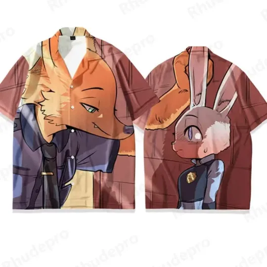 Disney Zootopia Cute Coupe Romantic Scene Judy & Nick Hawaiian Shirt