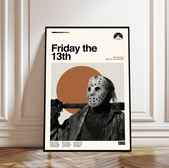 Discover Friday the 13th Poster - Movie Poster - Midcentury Modern Art - Minimalist Print - Retro Poster - Vintage Print - Wall Art - Gifts for him