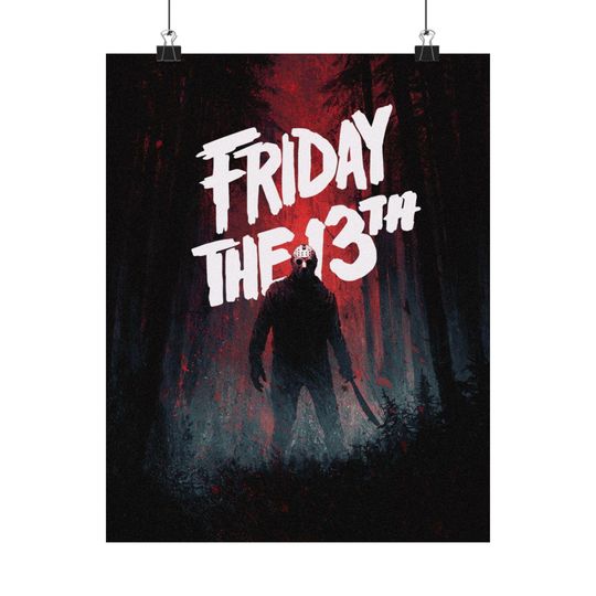 Discover Horror Poster, Friday the 13th Wall Art, Matte Vertical Posters, Creepy Movie Memorabilia, Scary Home Decor, Halloween Print