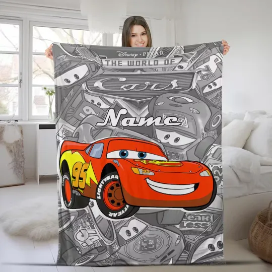 Discover Disney Cars Lightning Mcqueen 80s Black Style Customize Fleece Blanket