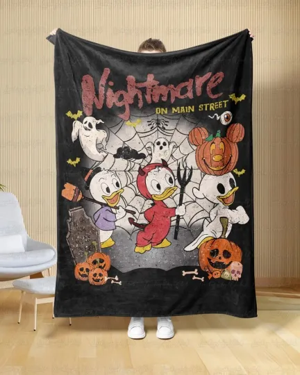 Disney Ducktales 90s Dewey Huey Louie Trick Or Treat Halloween Fleece Blanket