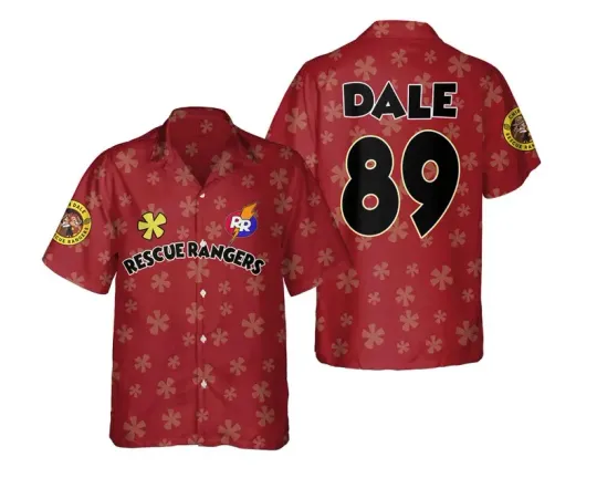 Disney Rescue Rangers Dale 89 Chip N Dales Red Hawaiian Shirt