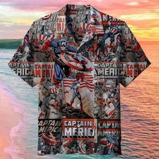 Discover Disney Marvel Vintage Captain America Comics Hawaiian Shirt