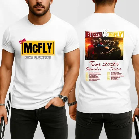 Discover Busted 2025 Tour T-Shirt, Busted Vs McFly Band Concert Tee