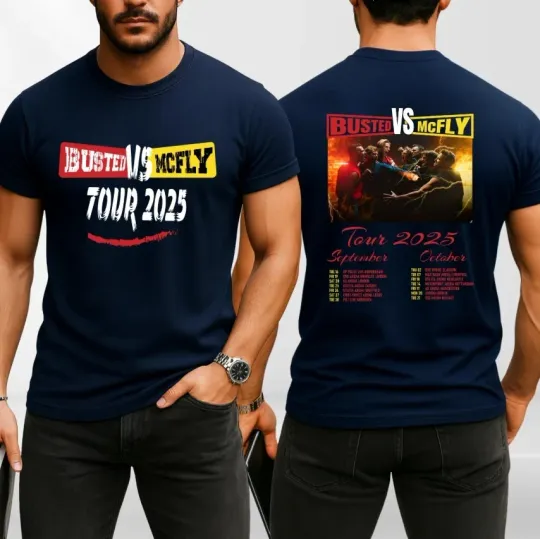 Discover Busted 2025 Tour T-Shirt - Busted vs McFly Band Concert 2025 - Music Fan Gift