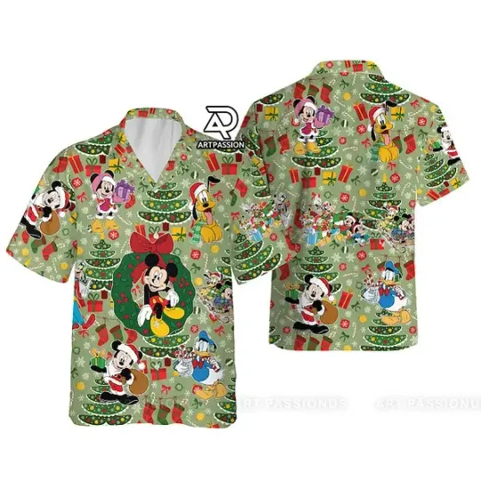 Discover Funny Mickey Hawaiian Christmas Tree Disney World Disneyland Hawaiian Shirt