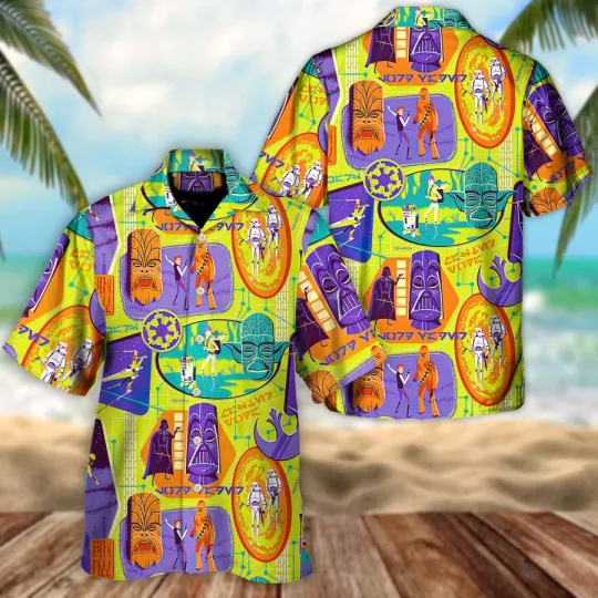 Discover Disney Star Wars Tiki Color Hawaiian Shirt Summer Beach Aloha