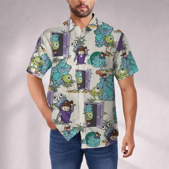 Discover Disney Pixar Monster Inc Boo Summer Beach Palm Tree Hawaiian Shirt