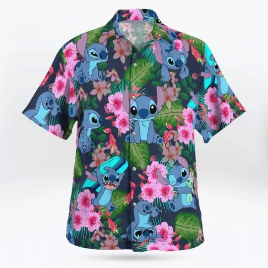 Discover Disney Summer Beach Cool Stitch Disney Aloha Hawaiian Shirt