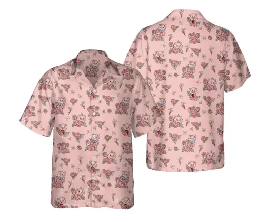 Discover Disney The Aristocats Rose Floral Marie Berlioz And Toulouse Pink Hawaiian Shirt