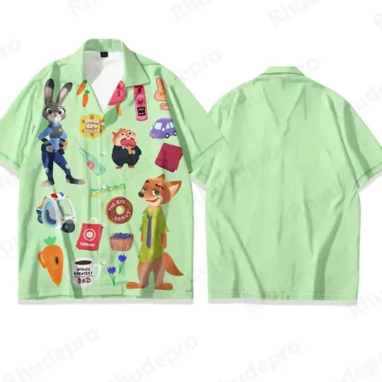 Discover Disney Zootopia Cute Coupe Pattern Judy & Nick Hawaiian Shirt