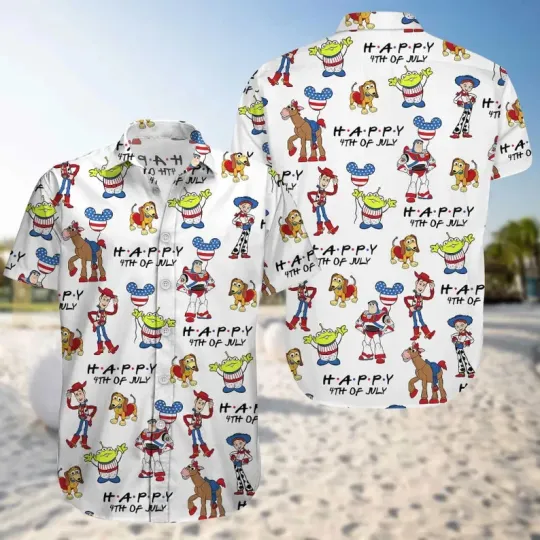 Discover Disney Toy Story Happy 4th July White Hawaiian Shirt