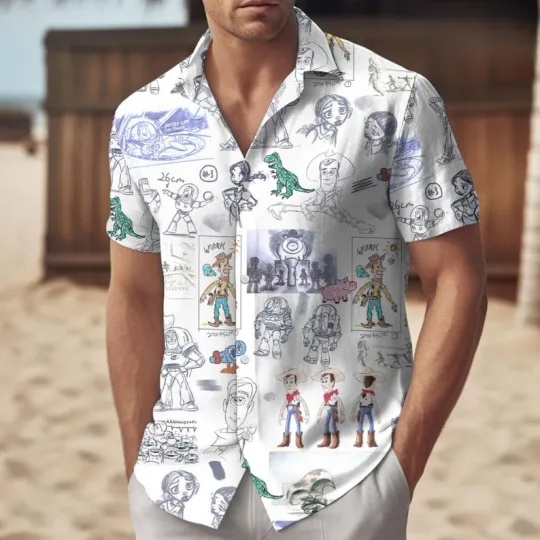 Discover Disney Toy Story Comic Art White Hawaiian Shirt