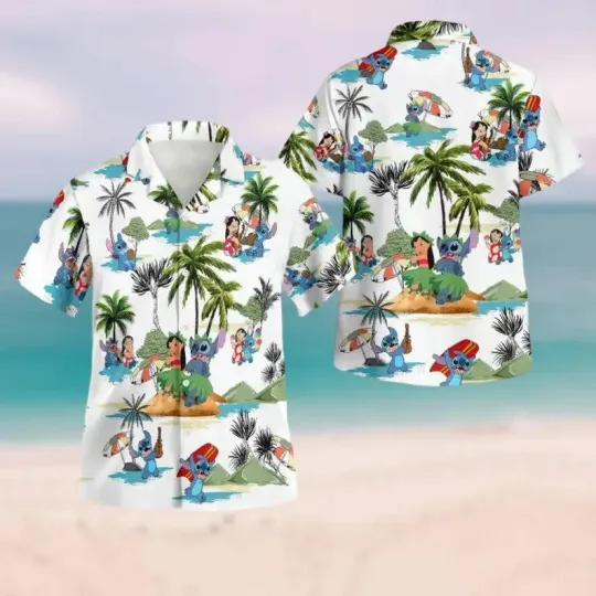 Discover Disney Lilo And Stitch Walt Disney World White Hawaiian Shirt
