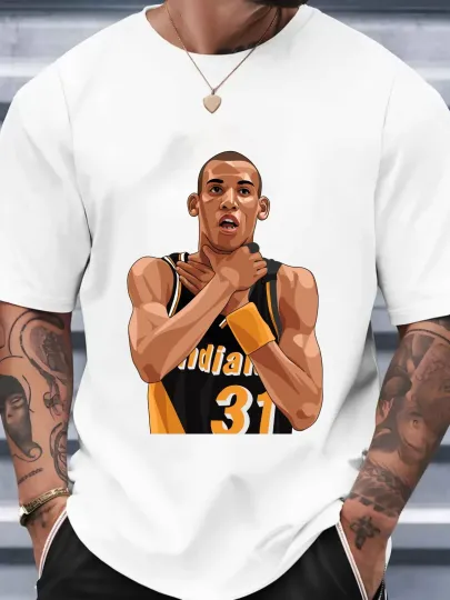 Discover Reggie Miller Choke Sign T-Shirt, Basketball Fan Gift, Retro Sports Gift tee.