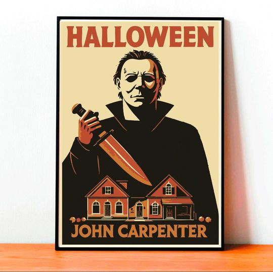Halloween Movie Poster: John Carpenter, Michael Myers Art,  Vintage, Wall Art, Movie, Modern Design, Vintage, Wall Art, Modern Design