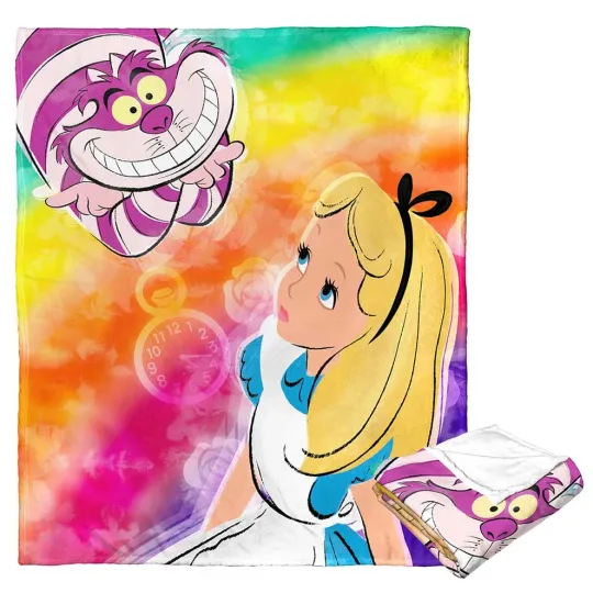 Discover Disney Alice In Wonderland Rainbows Alice Cat Fleece Blanket