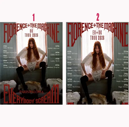 Florence And The Machine EU UK Tour 2026 Everybody Scream Schedule Tour Poster