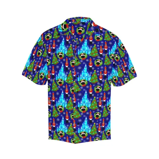 Discover Disney Magic Castle Christmas Deep Blue Hawaiian Shirt