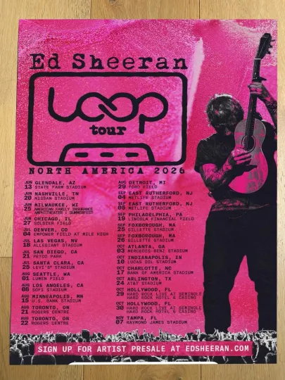Discover Ed Shee Loop Tour North America 2026 Poster