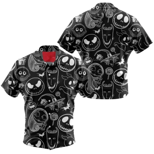 Disney The Nightmare Before Christmas Characters Pattern Black Hawaiian Shirt