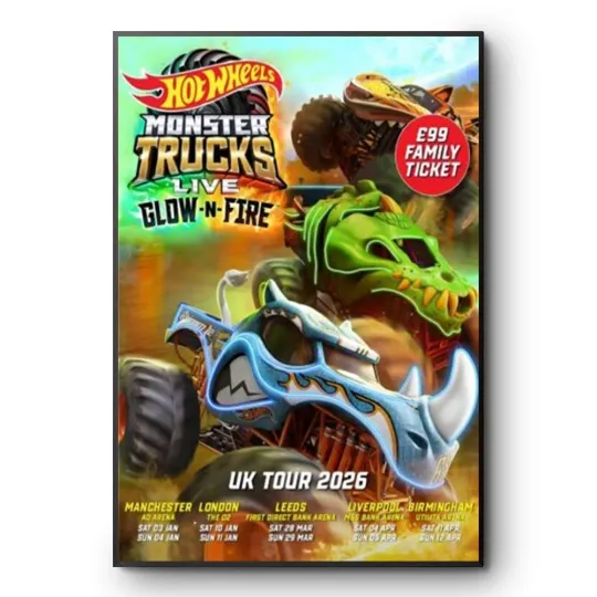 Discover Wheels Monster Trucks Live Glow N Fire UK Tour 2026 Poster Print
