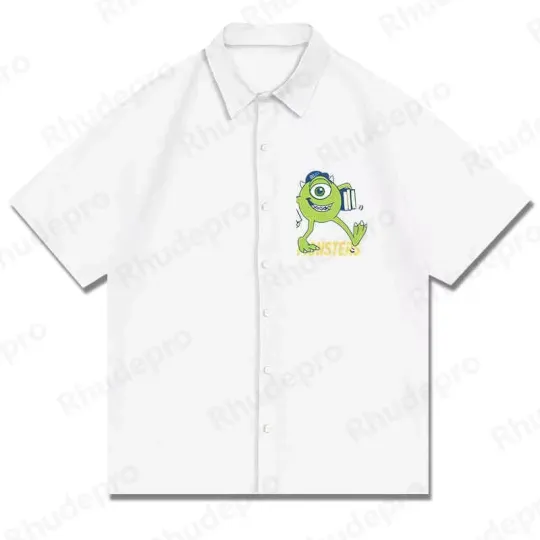 Discover Disney Monster University Mike Walking Graphic White Hawaiian Shirt