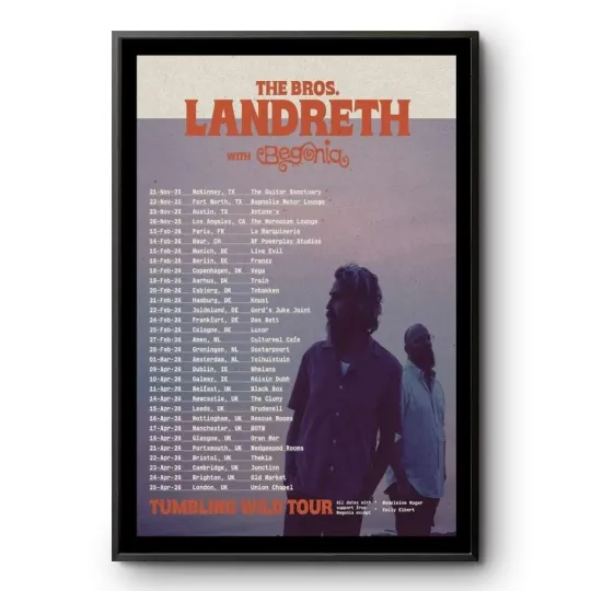 Discover The Bros Landreth Poster 2025 2026 Tumbling Wild Tour Concert Print