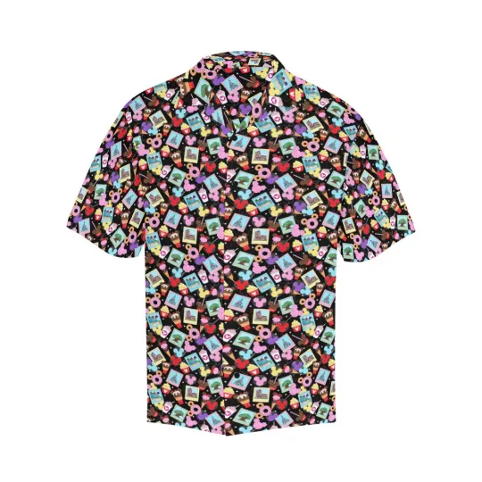 Discover Disney Mickey Park Polaroids Black Hawaiian Shirt