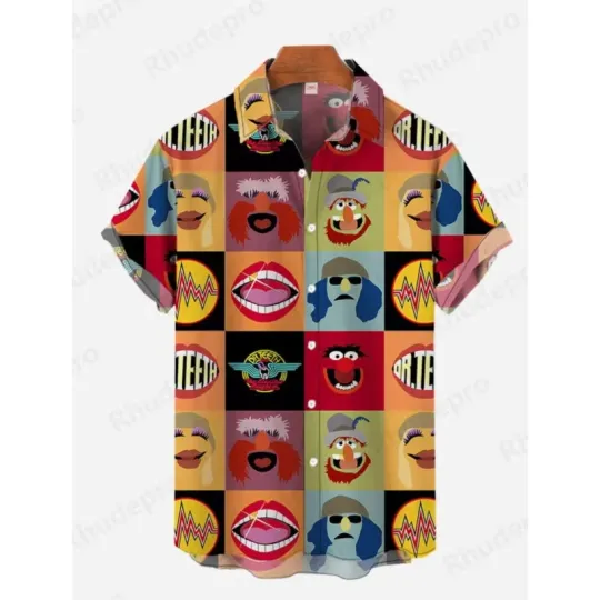 Discover Disney The Muppet Checkered Colorful Character Graphic Hawaiian Shirt