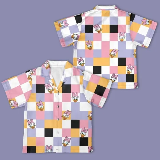 Discover Disney Mickey & Friends Daisy Duck Checkerboard Halloween Hawaiian Shirt
